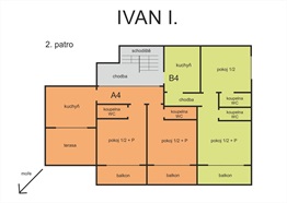 Ivan I. - schéma apartmánů ve 2. patře