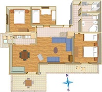 Apartmány Tončika II - schéma apartmánu A6 + 2P