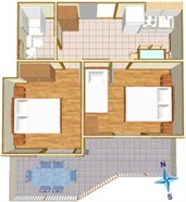 Apartmány Tončika II - schéma apartmánu A4 + P - přízemí