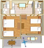 Apartmány Tončika II - schéma apartmánu A4 + P - 2. patro