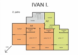 Ivan I. - schéma apartmánů ve 2. patře